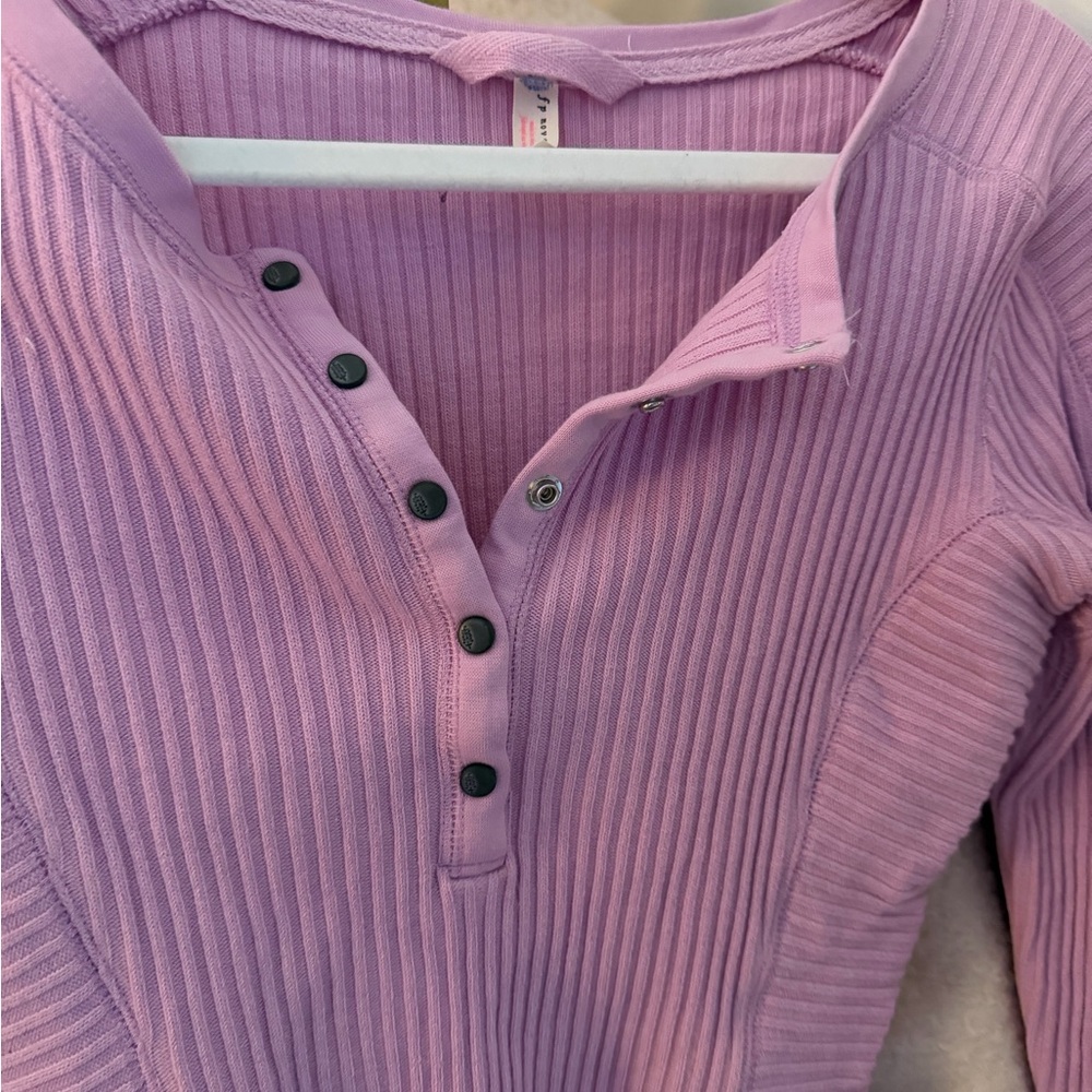 FP Movement by Free People Lavender Ribbed Long Sleeve Top - Picture 2 of 4